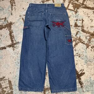 Vintage JNCO Jeans Baggy Wide Leg Script Spellout Size 36x31 Y2K